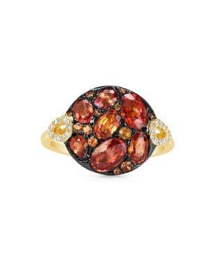 Marco Moore Diamond, Orange Sapphire And 14k Yellow Gold Ring