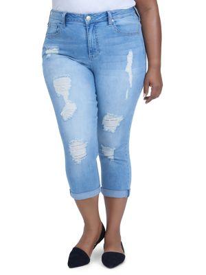 Melissa Mccarthy Seven7 Plus Distressed Straight-leg Crop Jeans