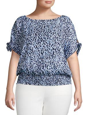 Michael Kors Plus Ikat Spot-print Top