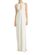 Halston Heritage Twisted Front Crepe Gown