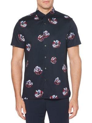 Perry Ellis Large-print Floral Regular-fit Button-down Shirt