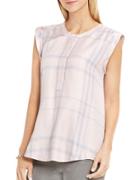 Two By Vince Camuto Jewelneck Plaid Top