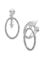 Lauren Ralph Lauren Silvertone & Crystal Hoop Drop Earrings