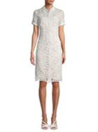 Karl Lagerfeld Paris Short-sleeve Lace Button-front Dress