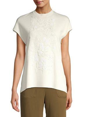 Anne Klein Embroidered Mockneck Top