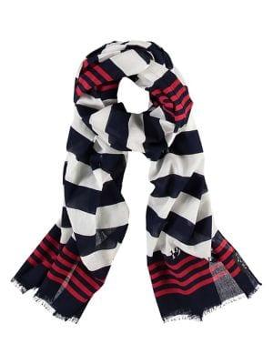 Fraas Nautical Striped Oblong Cotton Scarf