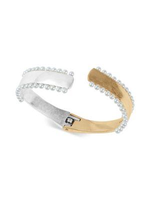 Lucky Brand Turkish Riviera Two-tone And Faux Pearl Cuff Bracelet