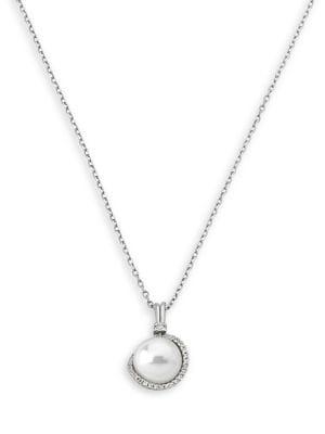 Majorica Sterling Silver And 12mm White Pearl Pendant Necklace