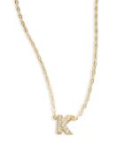 Nadri Sterling Silver K Initial Necklace