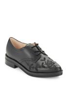 French Connection Maci Embroidered Leather Oxfords