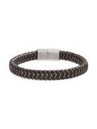 Lord & Taylor Stainless Steel & Leather Zig-zag Bracelet