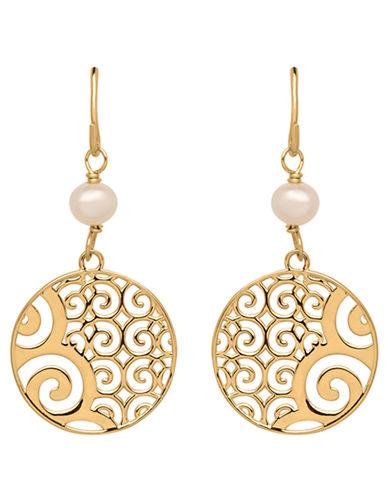 Lord & Taylor 14k Gold Disc And Pearl Drop Earrings