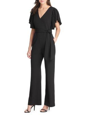 Eliza J V-neck Flutter Sleeve Jumpsuit