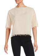 French Connection Pompom-trim Crepe Top