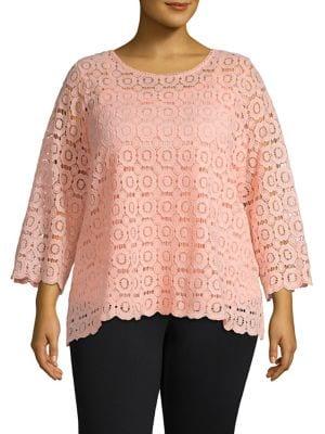 Rafaella Plus Lace Three-quarter Sleeve Top