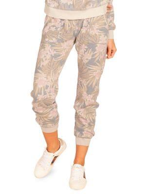 Vintage Havana Tropical Printed Cotton Blend Fleece Jogger Pants