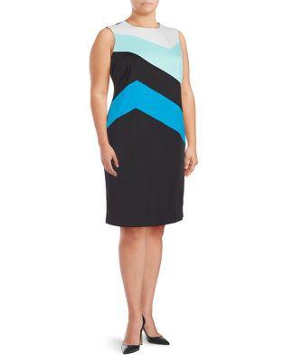 Calvin Klein Plus Colorblock Sleeveless Sheath Dress