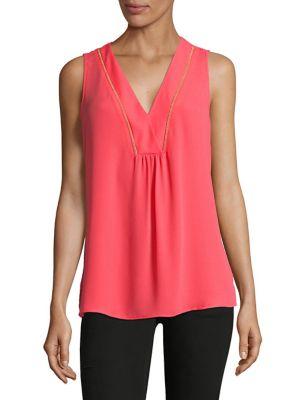 Ivanka Trump Solid V-neck Tank Top