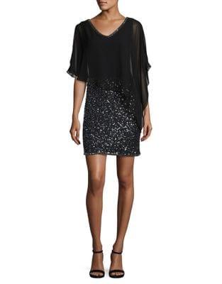 J Kara Petite Beaded Popover Sheath Dress