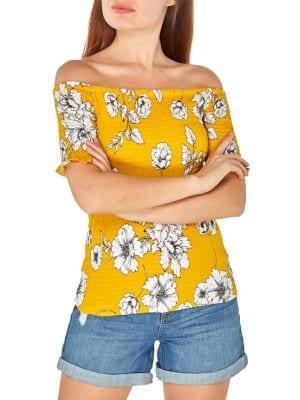 Dorothy Perkins Off-the-shoulder Floral Shirred Top
