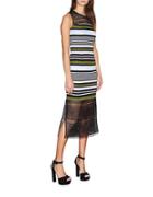 Cynthia Rowley Stripe And Lace Midi Dress