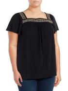 Vince Camuto Plus Beadead Ruffle-sleeve Top