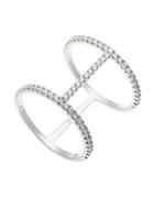 Lord & Taylor Sterling Silver And Cubic Zirconia Tiered Ring