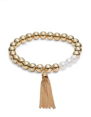 Design Lab Lord & Taylor Faux Pearl-accented Embellished Stretch Bracelet