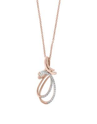 Effy Pave Rose Crystal & 14k Rose Gold Pendant Necklace