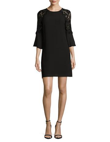 Belle By Badgley Mischka Lace-accented Bell Sleeve Dress