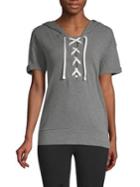 Marc New York Performance Lace-up Short-sleeve Hooded Sweatshirt