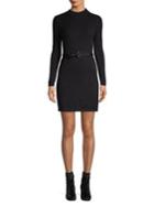 Free People Belted Long Sleeve Mini Sweater Dress