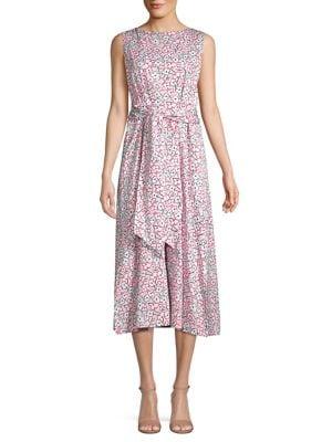 Anne Klein Tied Eyelet Floral Midi Dress