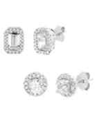 Lord & Taylor Two-piece 925 Sterling Silver & Crystal Bridal Gift Halo Stud Earrings Set