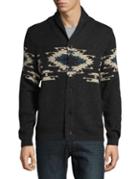 Lucky Brand Shawl-collar Button-front Cotton Sweater