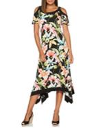 Rafaella Petite Framed Floral Cold-shoulder Midi Dress