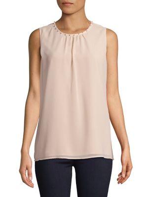 Karl Lagerfeld Paris Sleeveless Pearl-collar Blouse