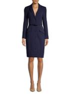 Badgley Mischka Platinum Belted Long Sleeve Jacket Dress