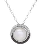 Lord & Taylor Diamonds, 9 Mm Oval Freshwater Pearl And Sterling Silver Pendant Necklace