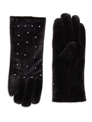 Cejon Crystal Embellished Velvet Gloves