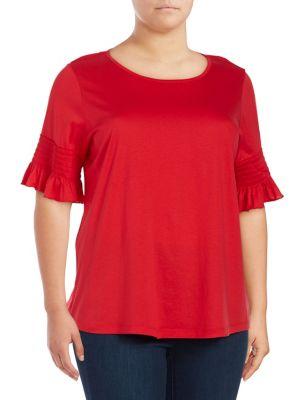 Context Plus Smocked Bell-sleeve Top