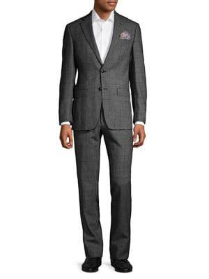 Tallia Orange Glen Plaid Wool Suit
