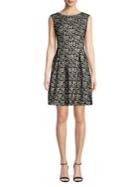 Gabby Skye Pleated Geo-print Fit-&-flare Dress