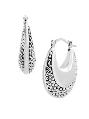 Lord & Taylor 925 Sterling Silver Textured Hoop Earrings