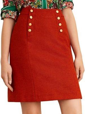 Brooks Brothers Red Fleece Button A-line Skirt