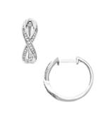 Lord & Taylor Diamond And Sterling Silver Hoop Earrings