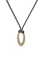 Etienne Aigner Goldtone And Leather Woven Pendant Necklace