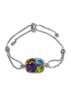 Effy Bolo Semi-precious Multi-stone, 18k Yellow Gold And Sterling Silver Bracelet
