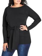 City Chic Plus Knit Tie Fitted Top