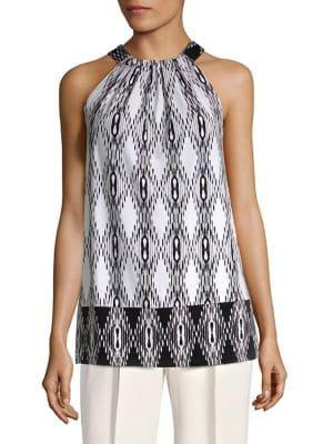 Jones New York Gathered Tie Neck Sleeveless Top